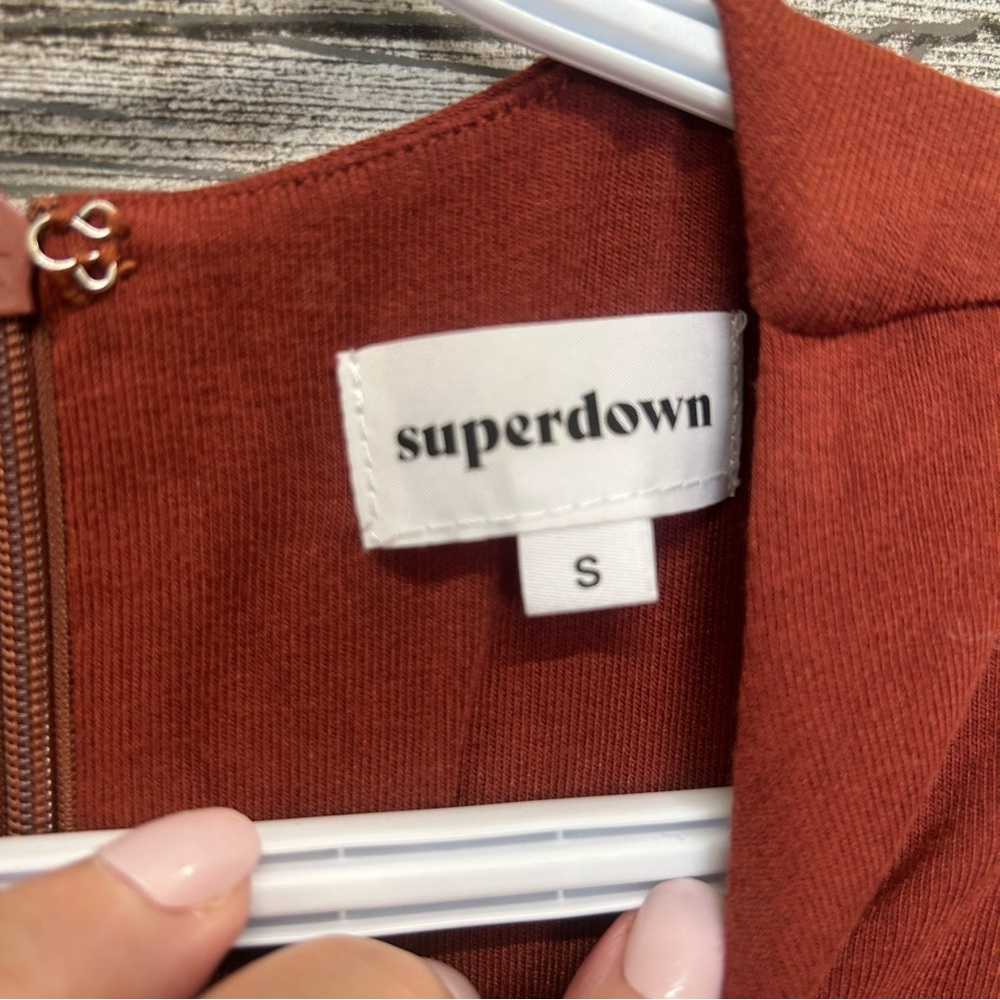 Superdown Cold Shoulder Mini Dress - Rust - Size S - Picture 5 of 6
